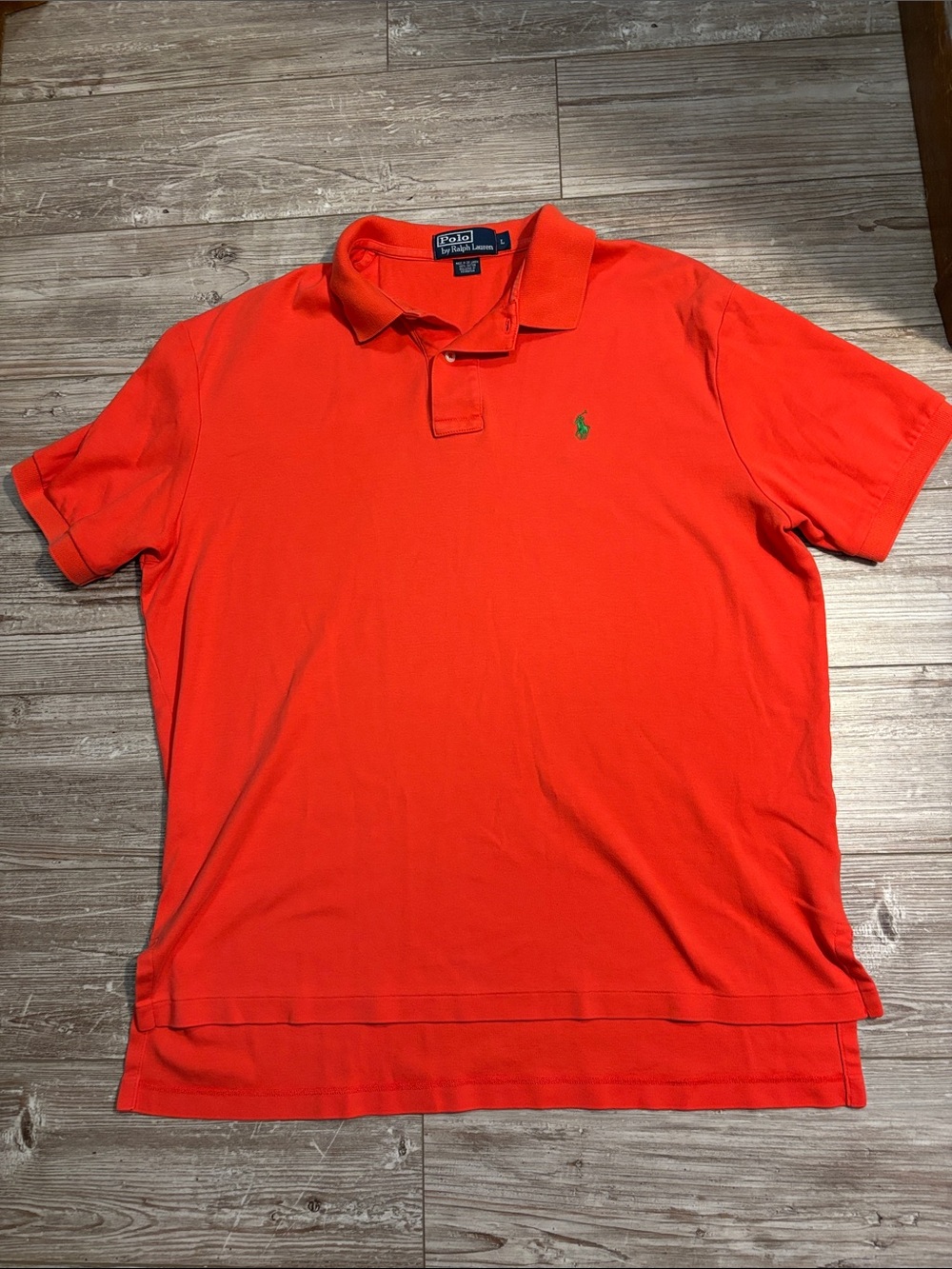 Polo by Ralph Lauren Men’s Orange Short-Sleeve Polo with Green Logo